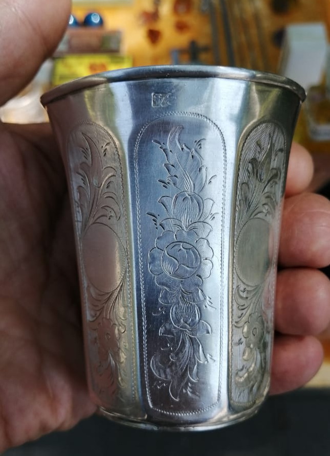 серебряный гранёный стакан, серебро 84 проба фото 7