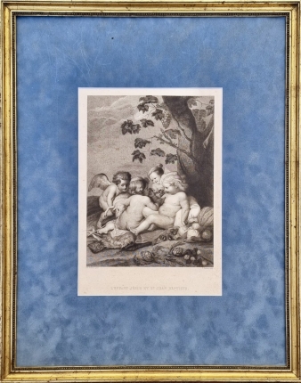 нтикварная гравюра "Младенец Иисус и Иоанн Креститель"