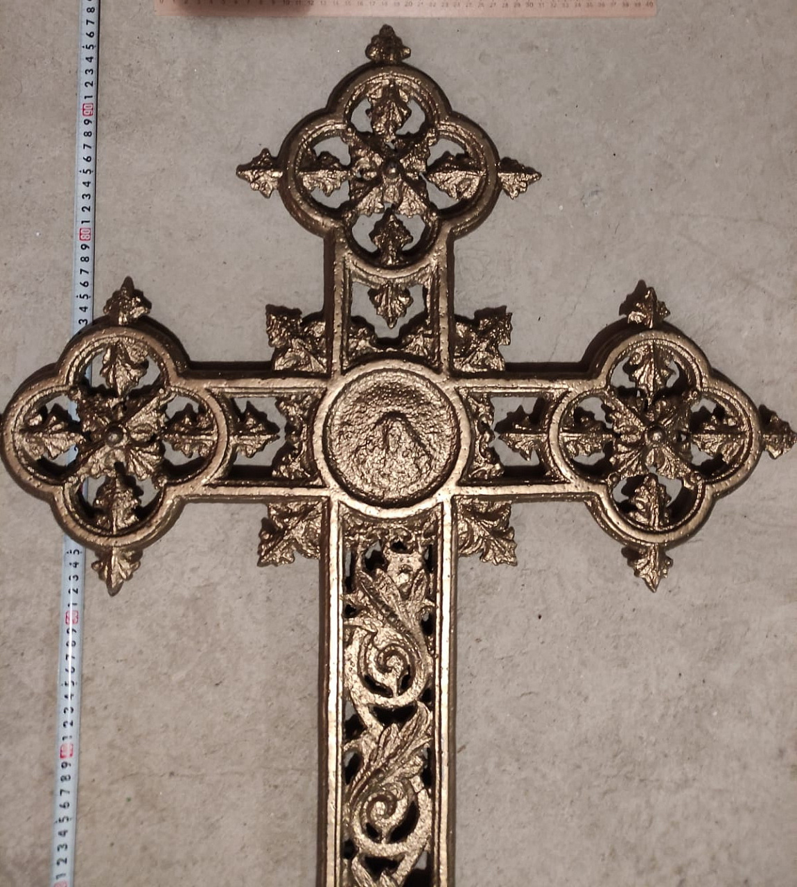 крест церковный бронзовый большой, высота 100 см, 19 век фото 4
