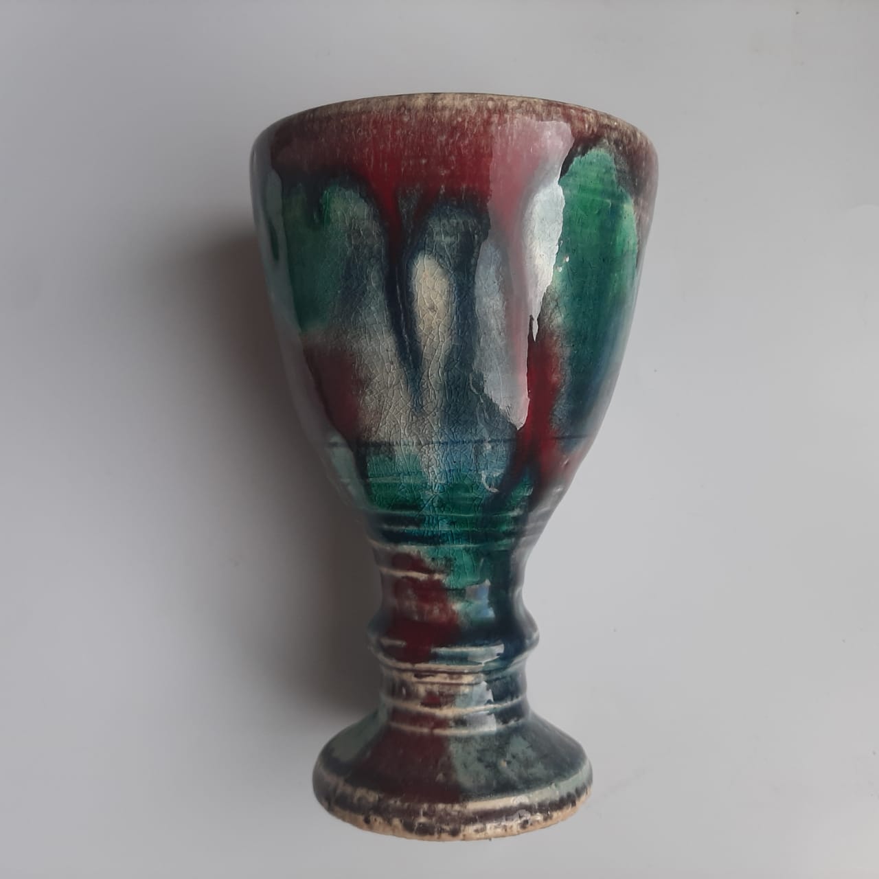 Керамическая с поливами вазочка, кубок фото 2
