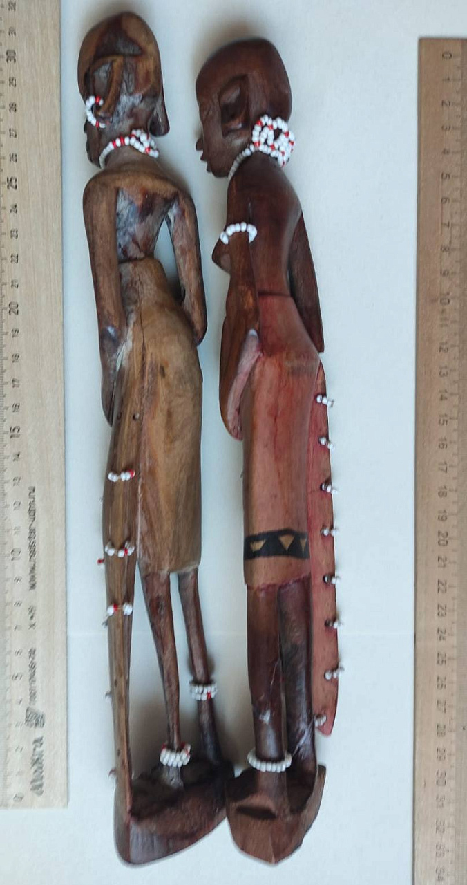 деревянные африканские обрядовые статуэтки пара, резьба по дереву фото 4