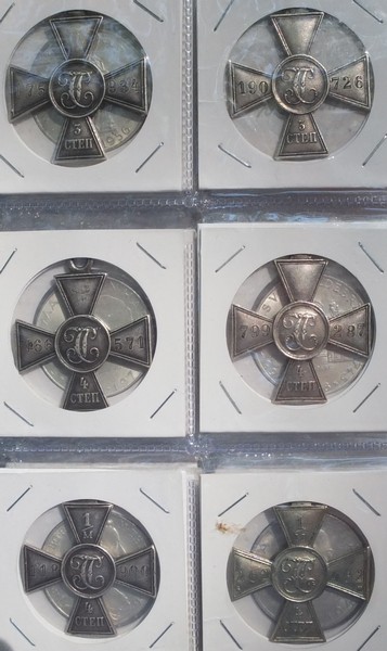 серебряные георгиевские кресты , коллекция 6 шт