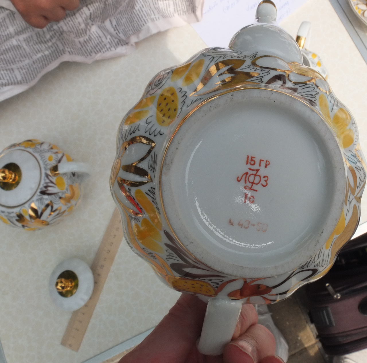 фарфоровый чайный сервиз на 12 персон Золотая Ромашка, фарфор ЛФЗ, не пользованный фото 2