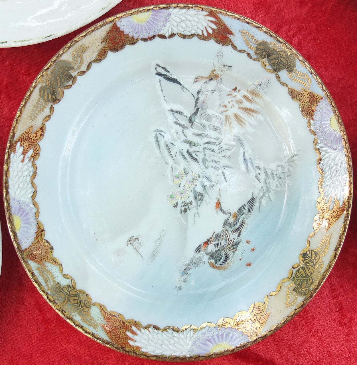 китайская фарфоровая коллекционная тарелка Цапли, старая фото 5