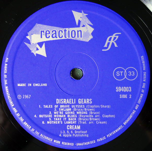 Cream - Disraeli Gears - 1967 UK Reaction LP фото 5