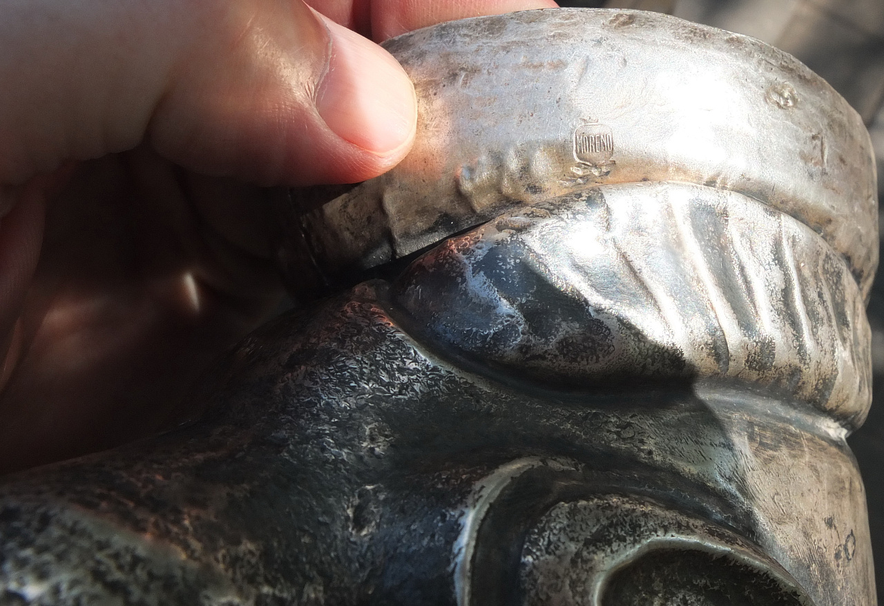 ритон Голова Барана, латунь, глубокое серебрение, музейная копия  фото 5