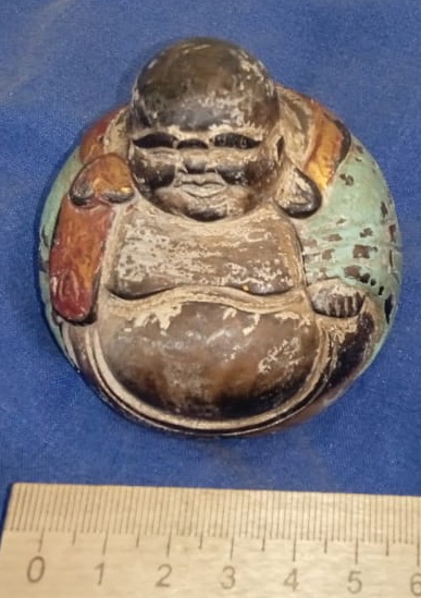 деревянная статуэтка бога счастья,  Япония ,18 век фото 7