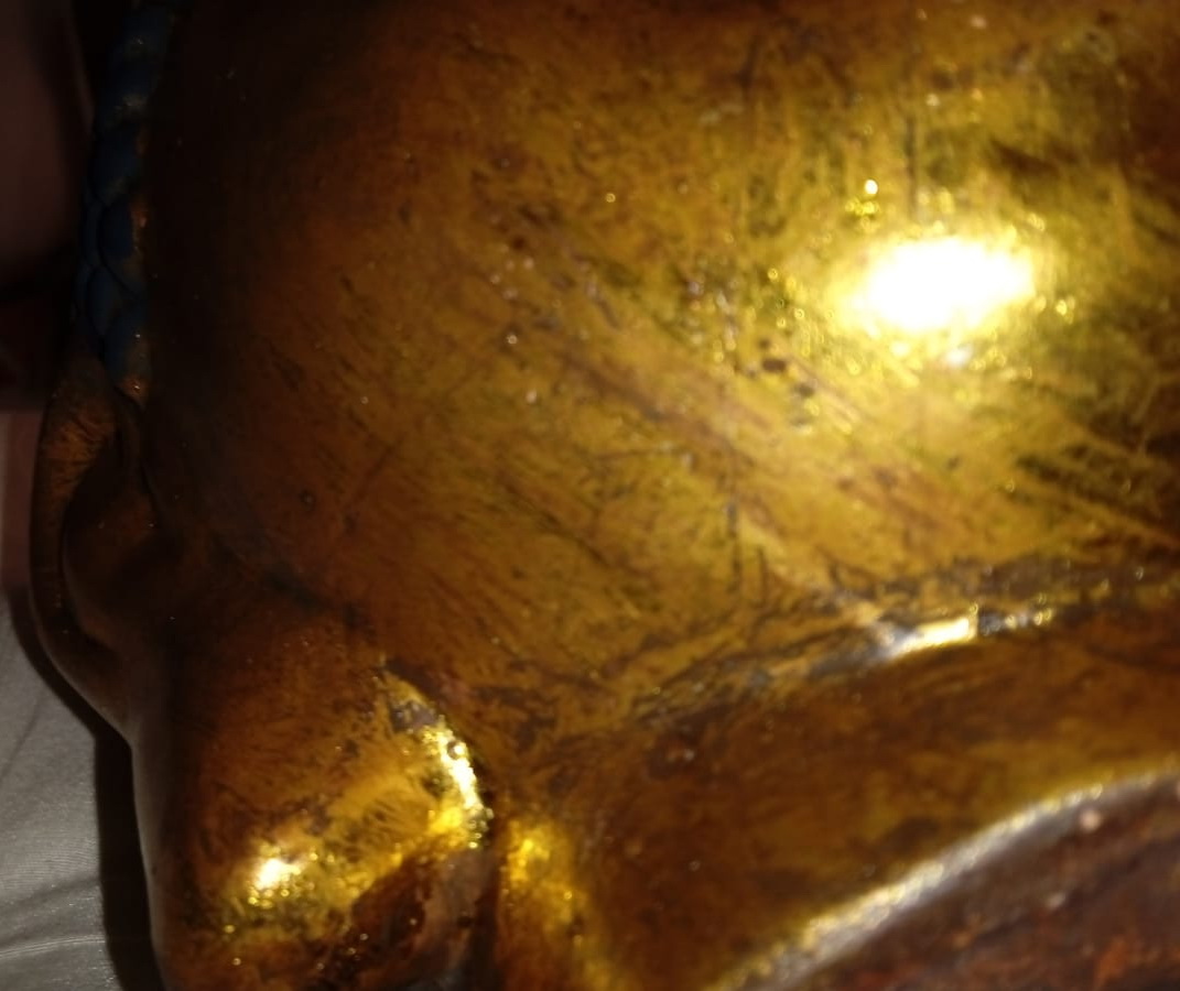 бюст Будда, терракота,  золочение, старый, высота 30 см фото 4