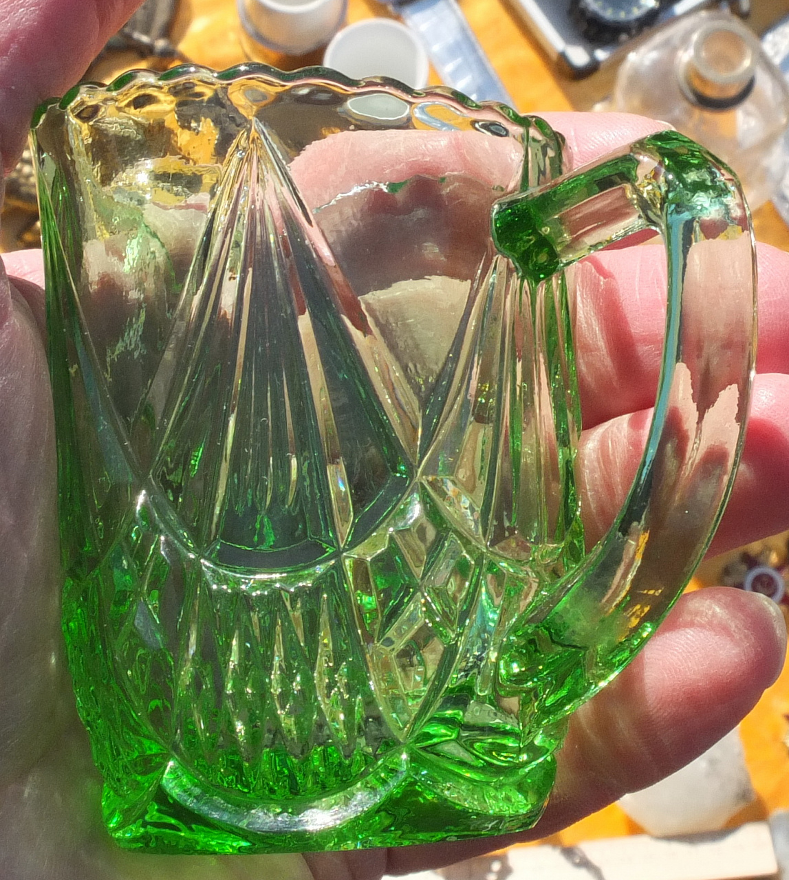 стеклянный сливочник, урановое стекло царская Россия фото 6