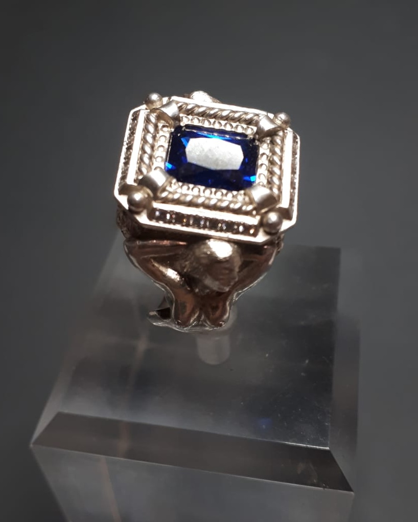 серебряный перстень Русалочка, сапфир облагороженный фото 2