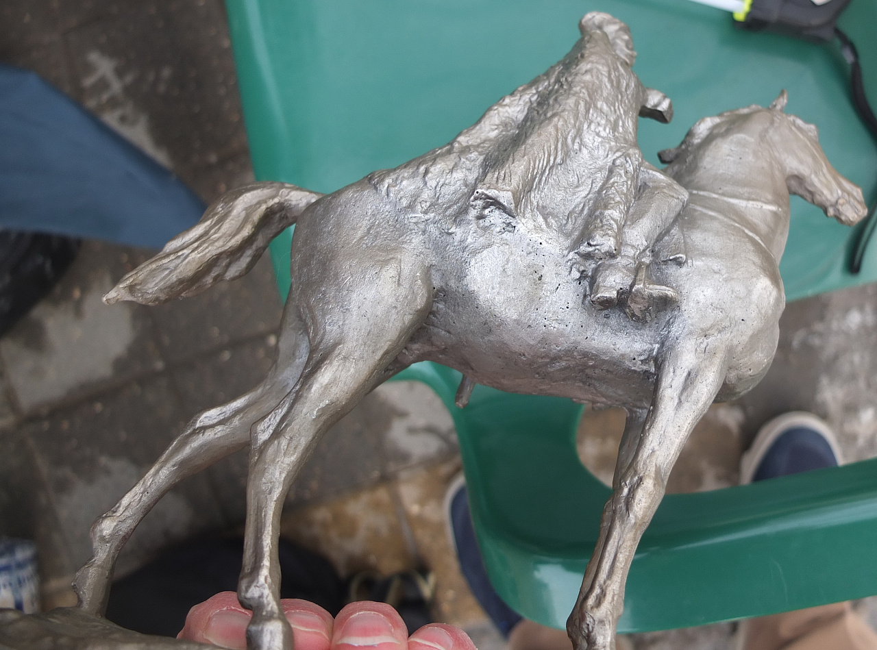силуминовая статуэтка Чапай на коне, Монументскульптура, СССР фото 5