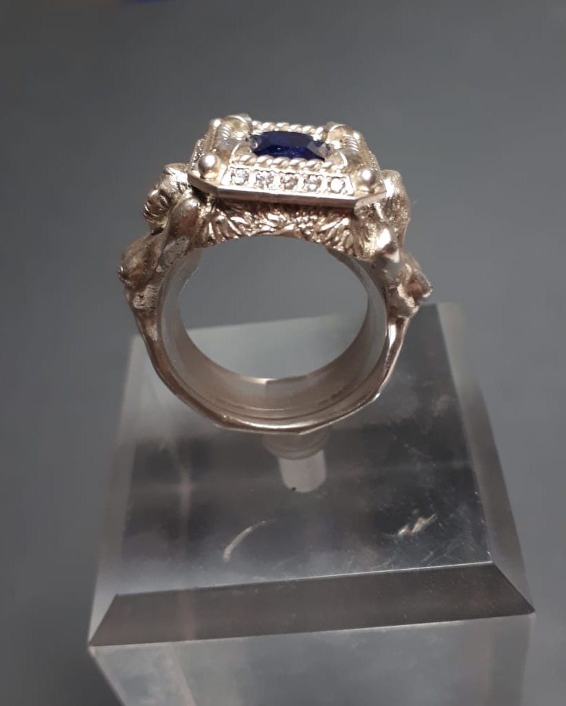 серебряный перстень Русалочка, сапфир облагороженный фото 3