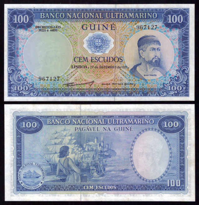 Португальская Гвинея  (Гвинея-Бисау) 100 эскудо 1971 года, UNC