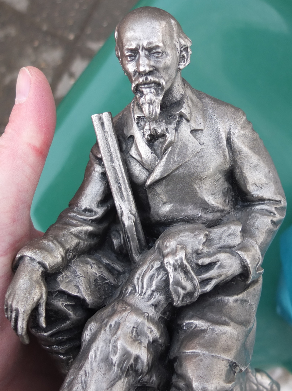 силуминовая статуэтка Некрасов на охоте, СССР