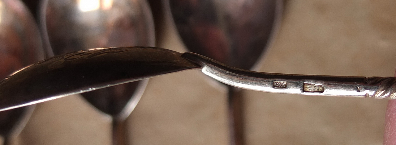 серебряные ложечки чайные с орнаментальной гравировкой, серебро 875 проба,6 шт фото 5