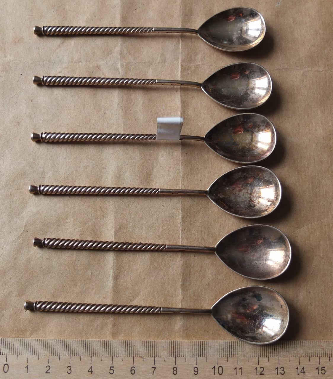 серебряные ложечки чайные с орнаментальной гравировкой, серебро 875 проба,6 шт фото 2