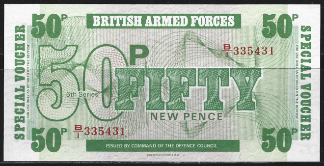 Великобритания. 50 пенсов. 1972 г. Британские вооруженные силы. UNC. В1-255