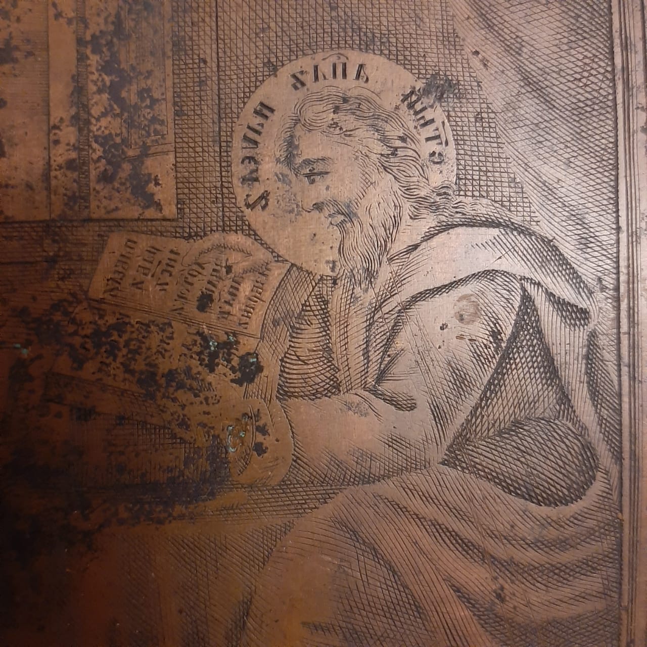 Старинная гравировальная доска, медь. Апостол Павел фото 3