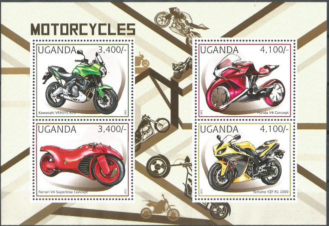Уганда. 2012 г. Мотоциклы. MNH