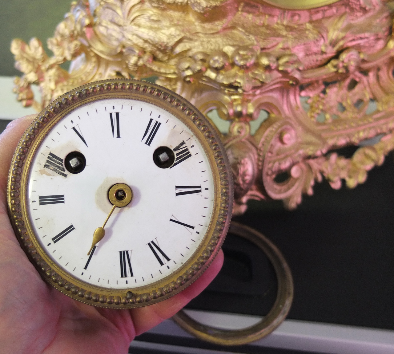 часы настольные Ангел Победы, шпиатр, золочение 19 век фото 4