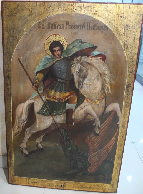 икона Георгий Победоносец, большая храмовая,19 век