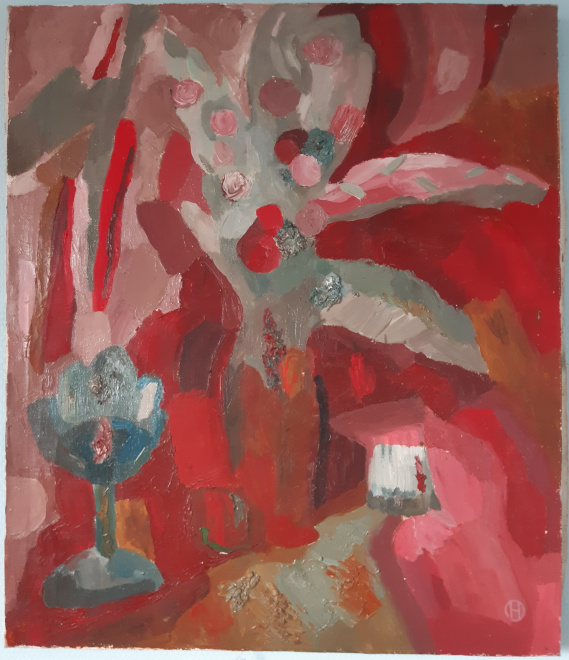 Картина " Розовый Букет" х.м. 1995 г.