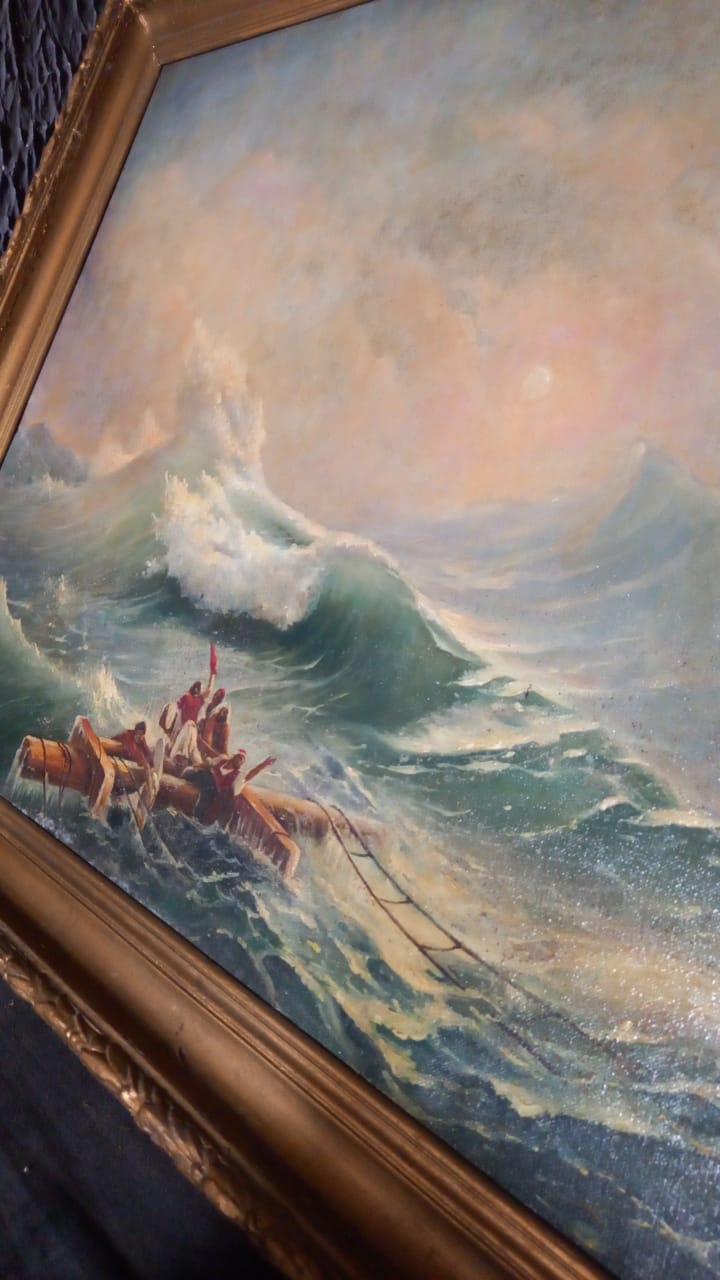 картина Море в шторм, холст, масло, копия, 1945 год фото 4