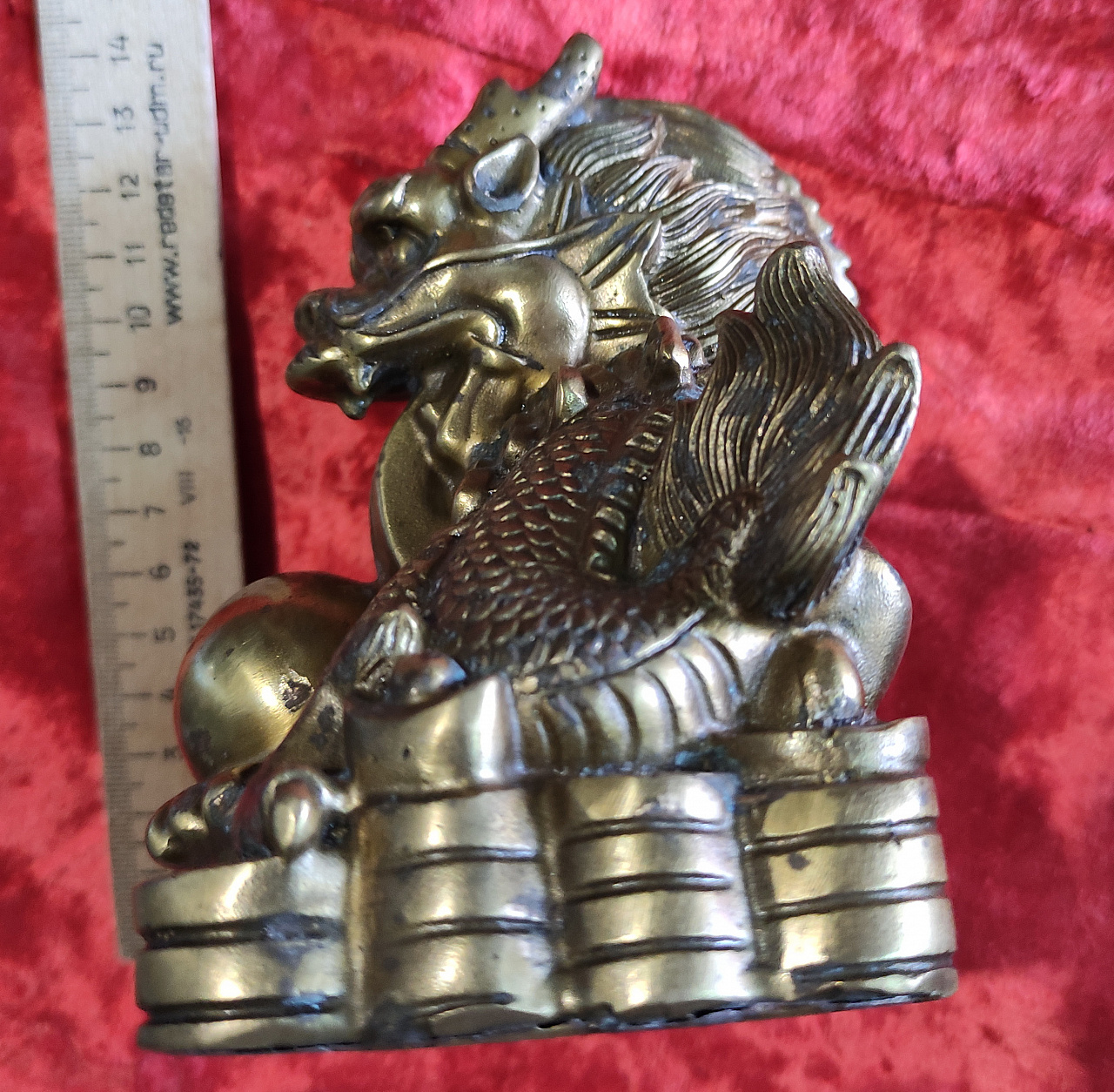 бронзовая статуэтка Дракон Будды, символ благополучия фото 3