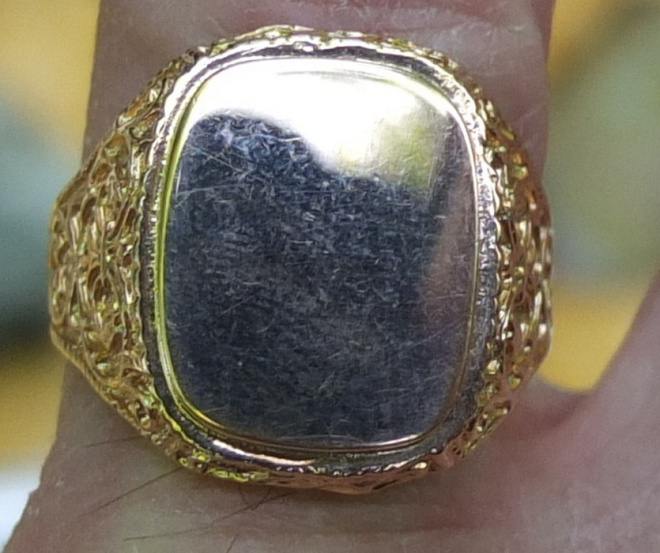 Перстень золотой классический, золото 585 проба