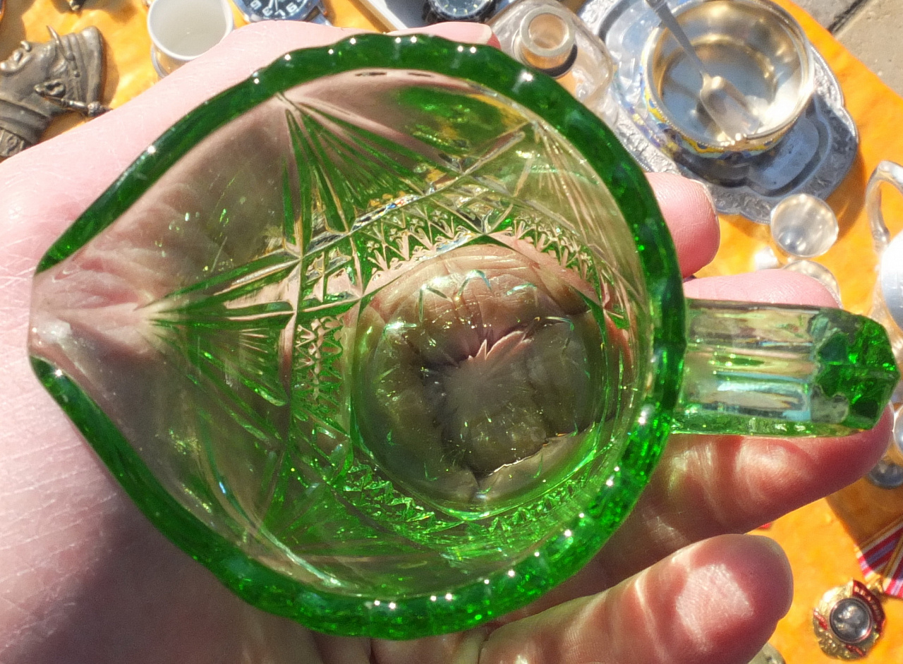 стеклянный сливочник, урановое стекло царская Россия фото 3