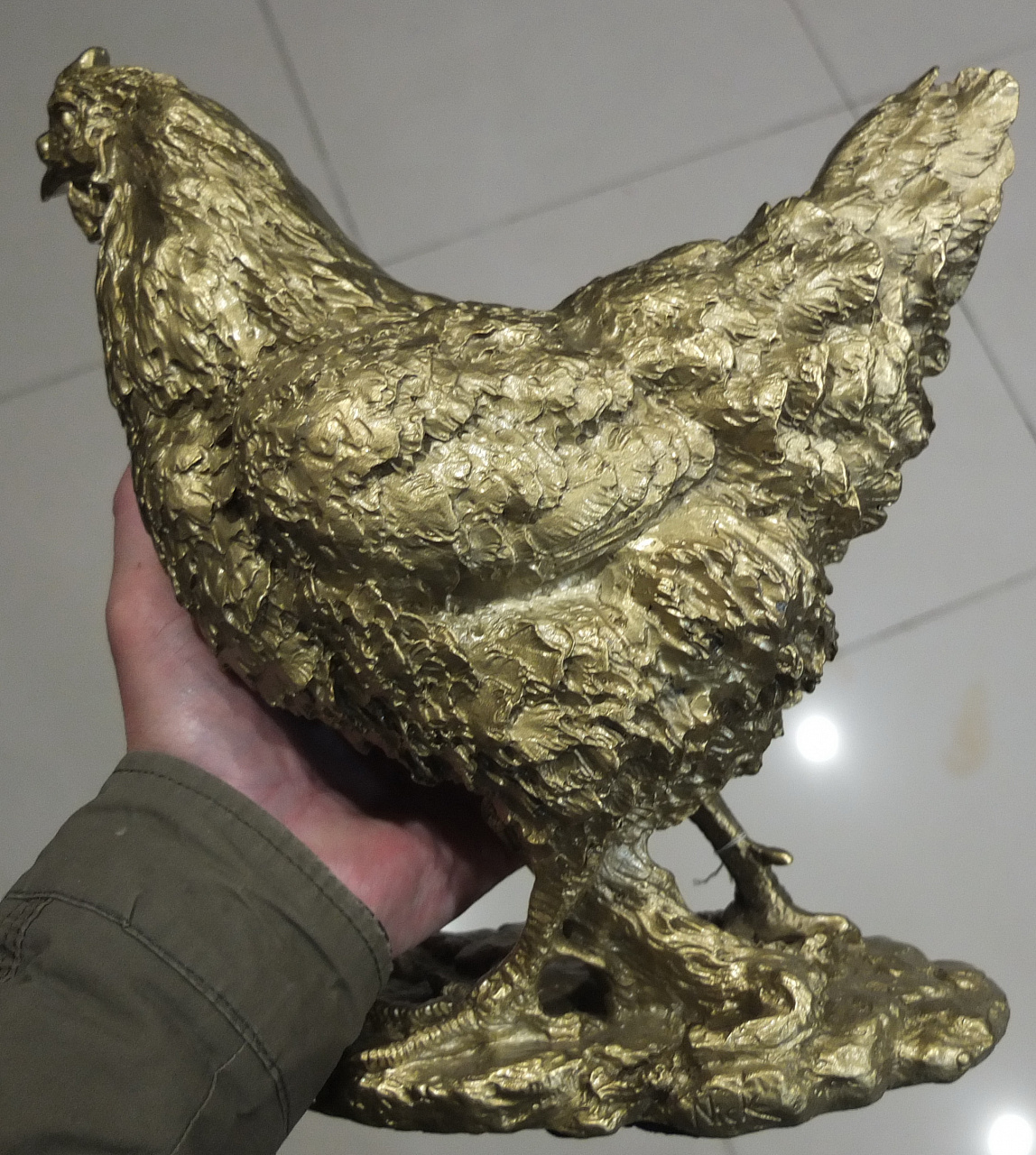 бронзовая статуэтка Курочка несущая золотые яйца, бронза фото 8
