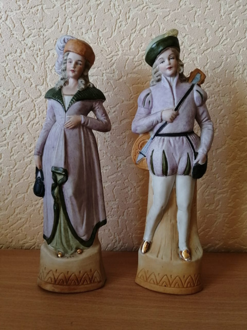фарфоровые статуэтки Принцесса и Принц, фарфор Германия, высота 25 см, начало 20го века