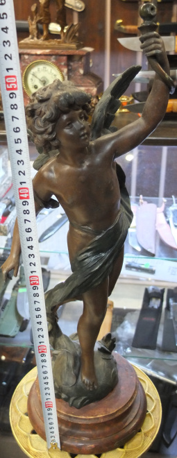 шпиатровая скульптура Прогресс, металл шпиатр, высота 50 см, скульптор Моро, Франция, 19 в