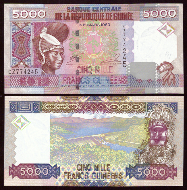 Гвинея 5000 франков 2012 года, UNC