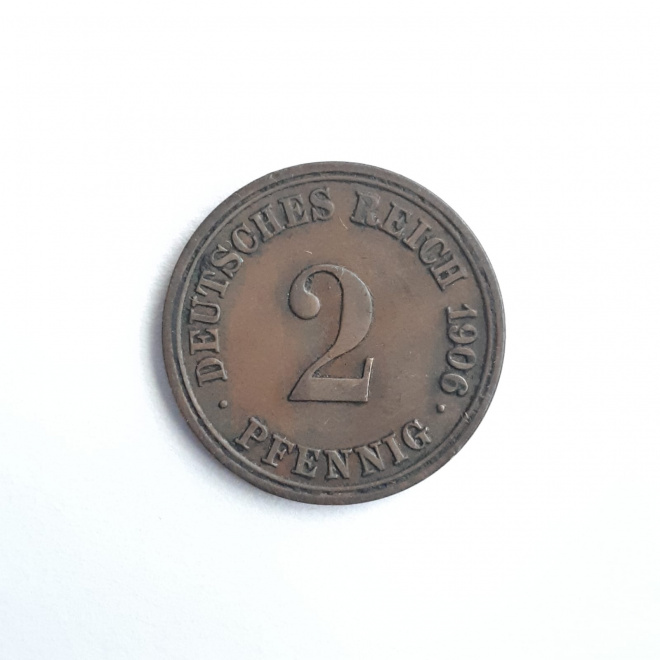 Монета 2 пфеннинга 1906 года АА