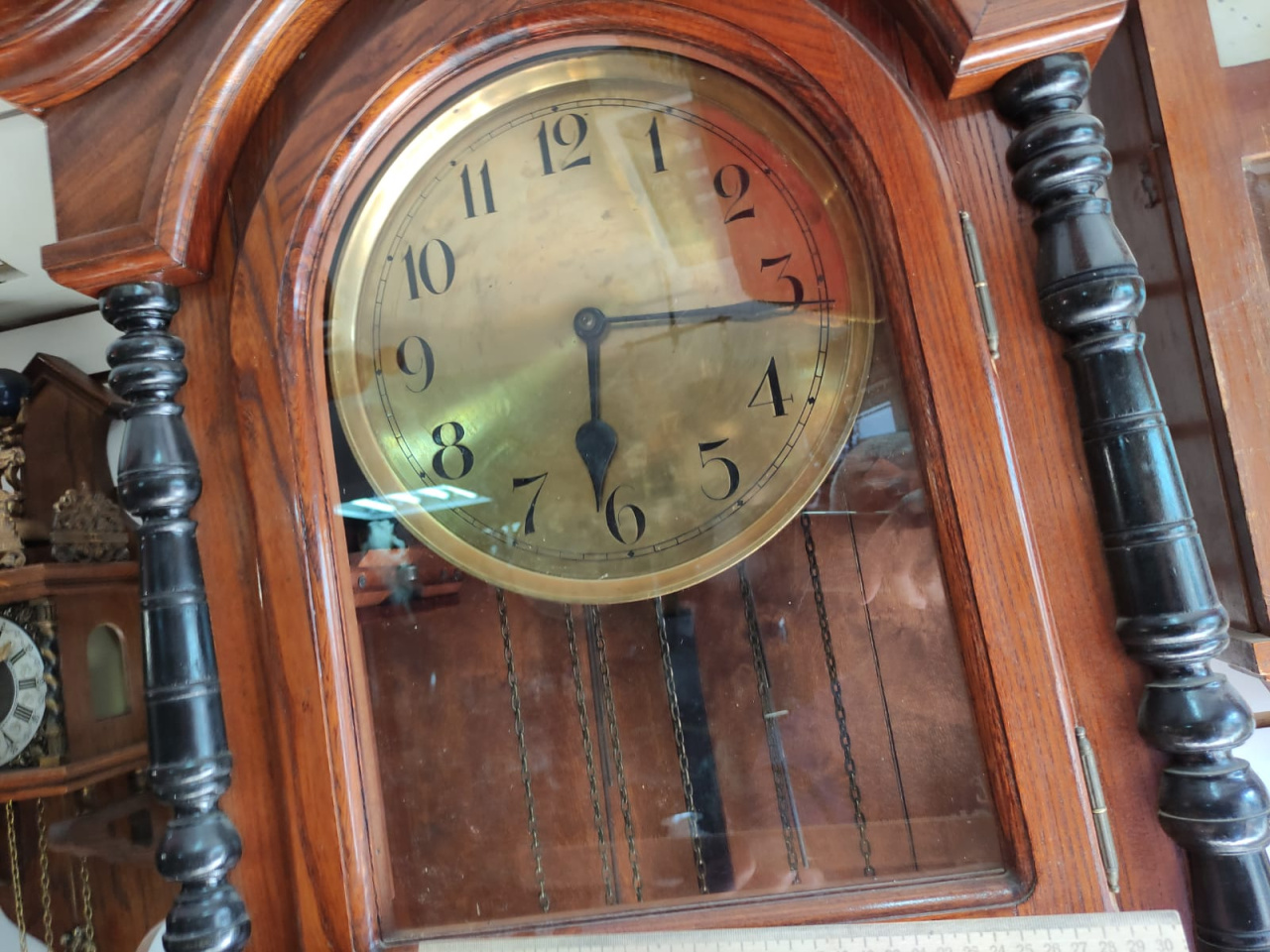 часы напольные в деревянном корпусе, Германия, начало 20го века,  рабочие, часовой и получ