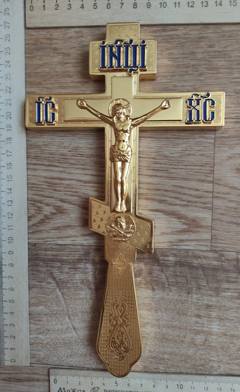 крест напрестольный, распятие , латунь,золочение,эмали фото 7