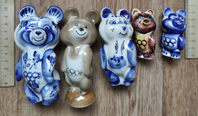 фарфоровая статуэтки Мишки Олимпийские, коллекция 5 шт