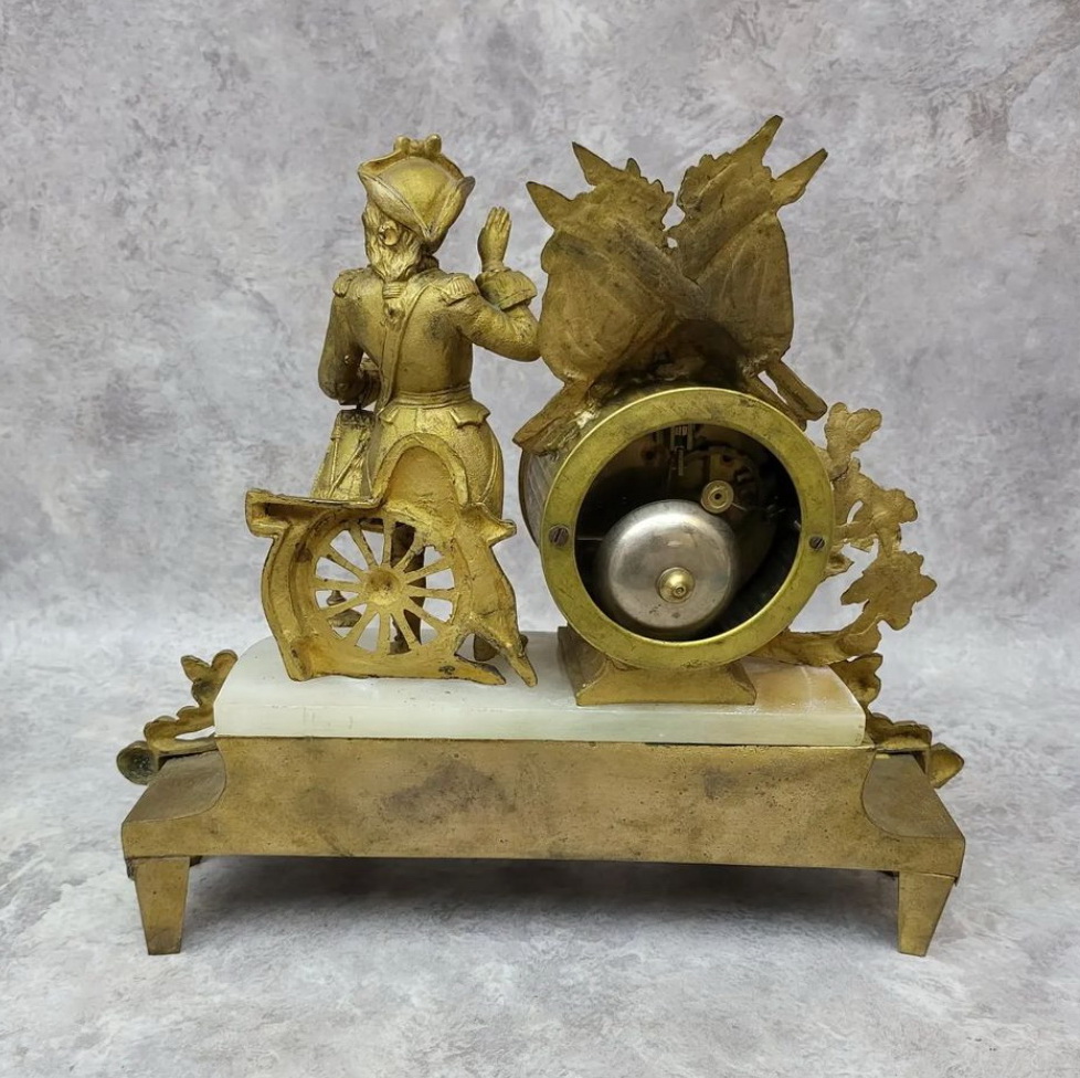 часы бронзовые настольные Барабанщик, рабочие, с боем, Европа, 19 век фото 7