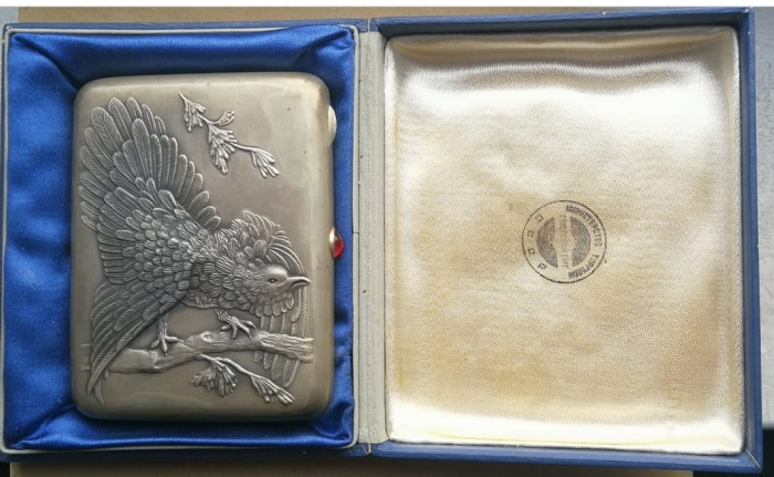 серебряный портсигар Глухарь, серебро 875 проба, в родной коробке, не  пользованный фото 4
