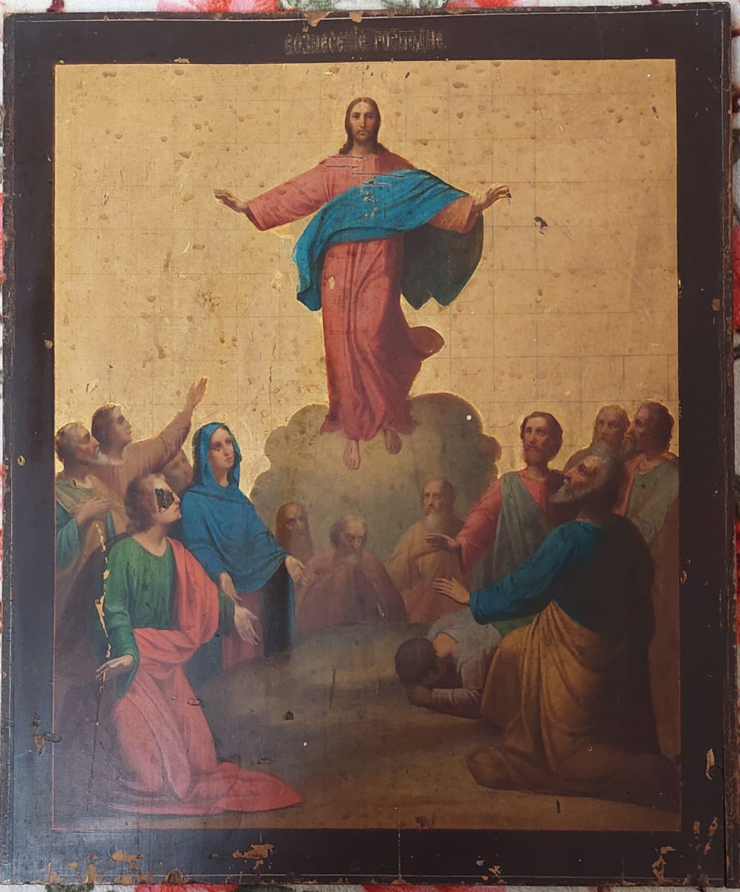 Антикварная Икона Вознесение Господне 17 век