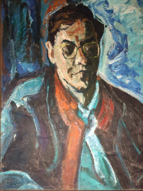 картина Портрет художника, оргалит, масло, Пётр Горбань