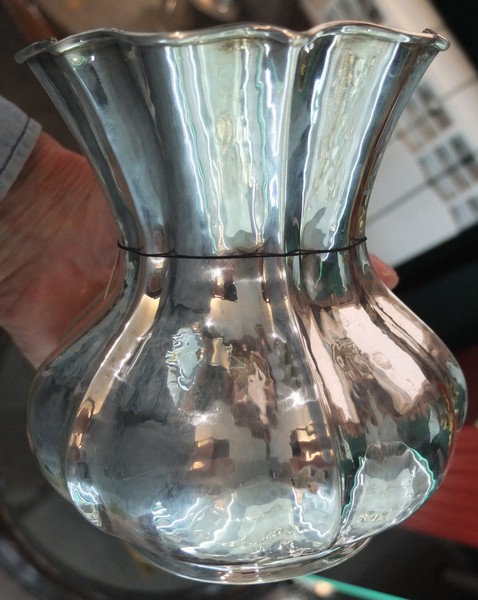 серебряная ваза, серебро 800 проба, ручная авторская работа, Италия