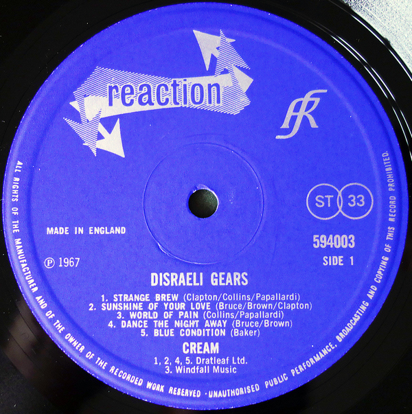 Cream - Disraeli Gears - 1967 UK Reaction LP фото 4