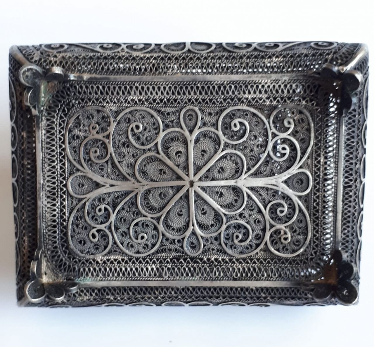 Старинная серебряная сканая шкатулка к.19 века фото 3