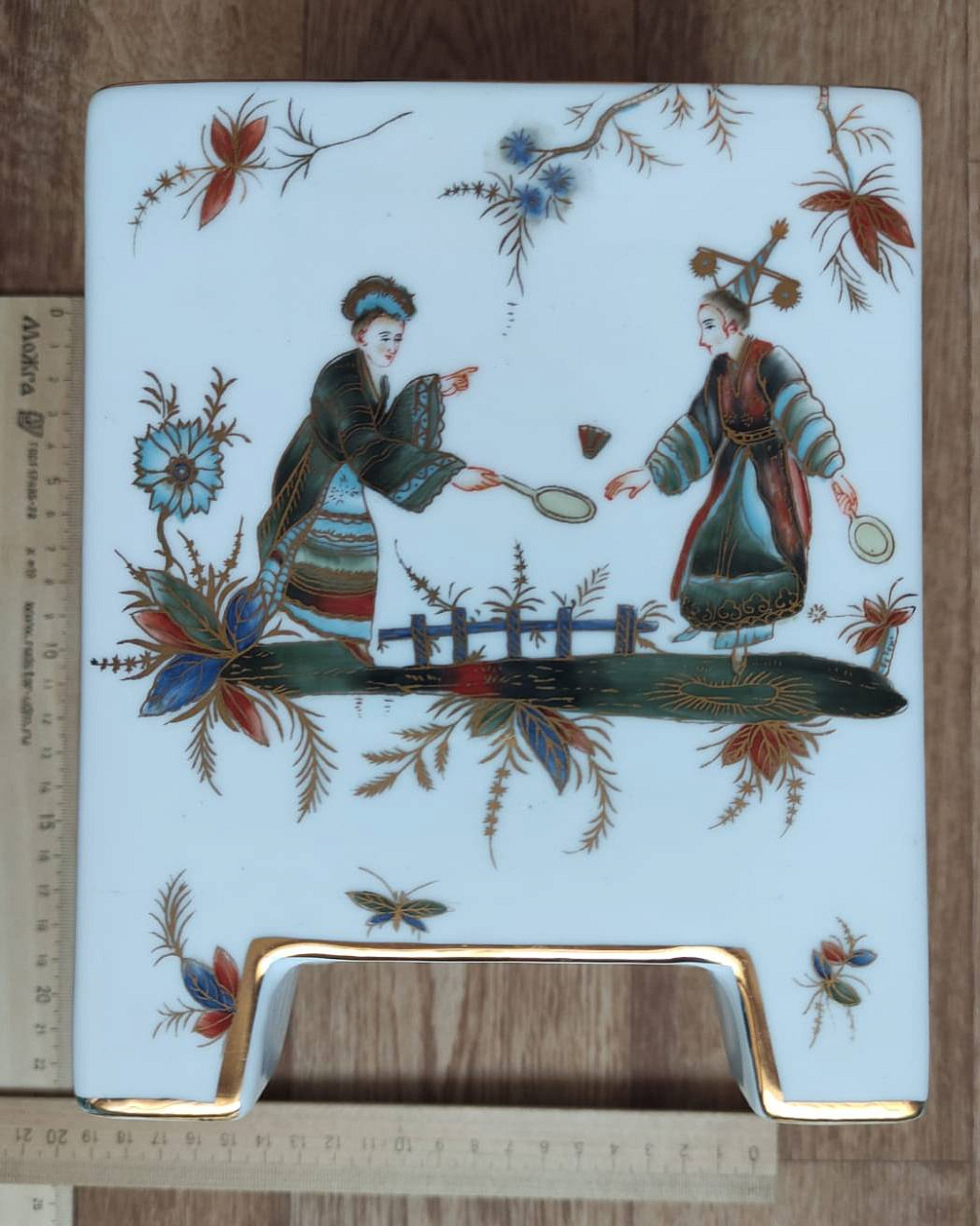 ваза китайская, авторская ручная роспись эмалевыми красками, старая, винтаж фото 7