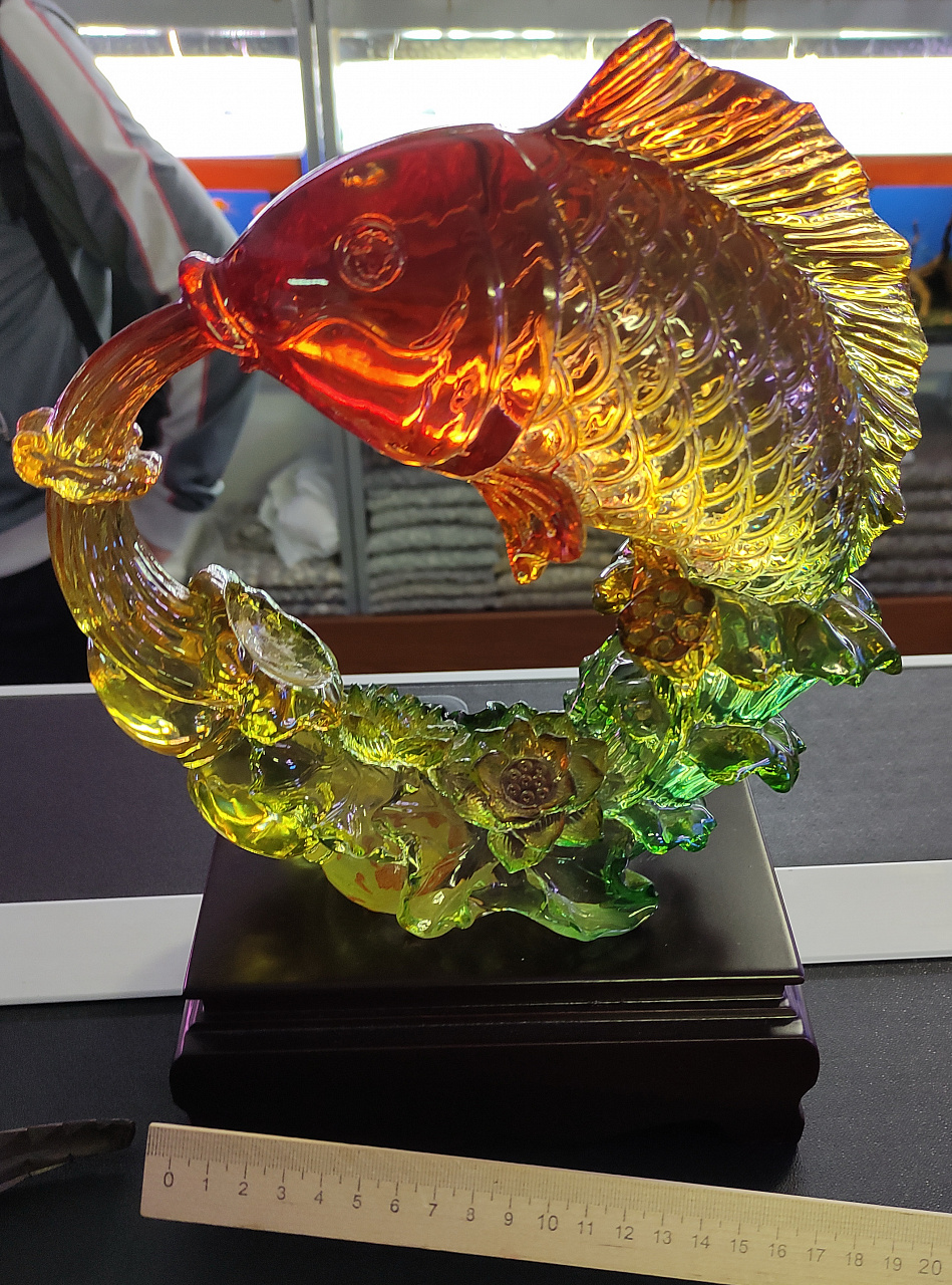 статуэтка Золотая Рыбка, цветное стекло  фото 3