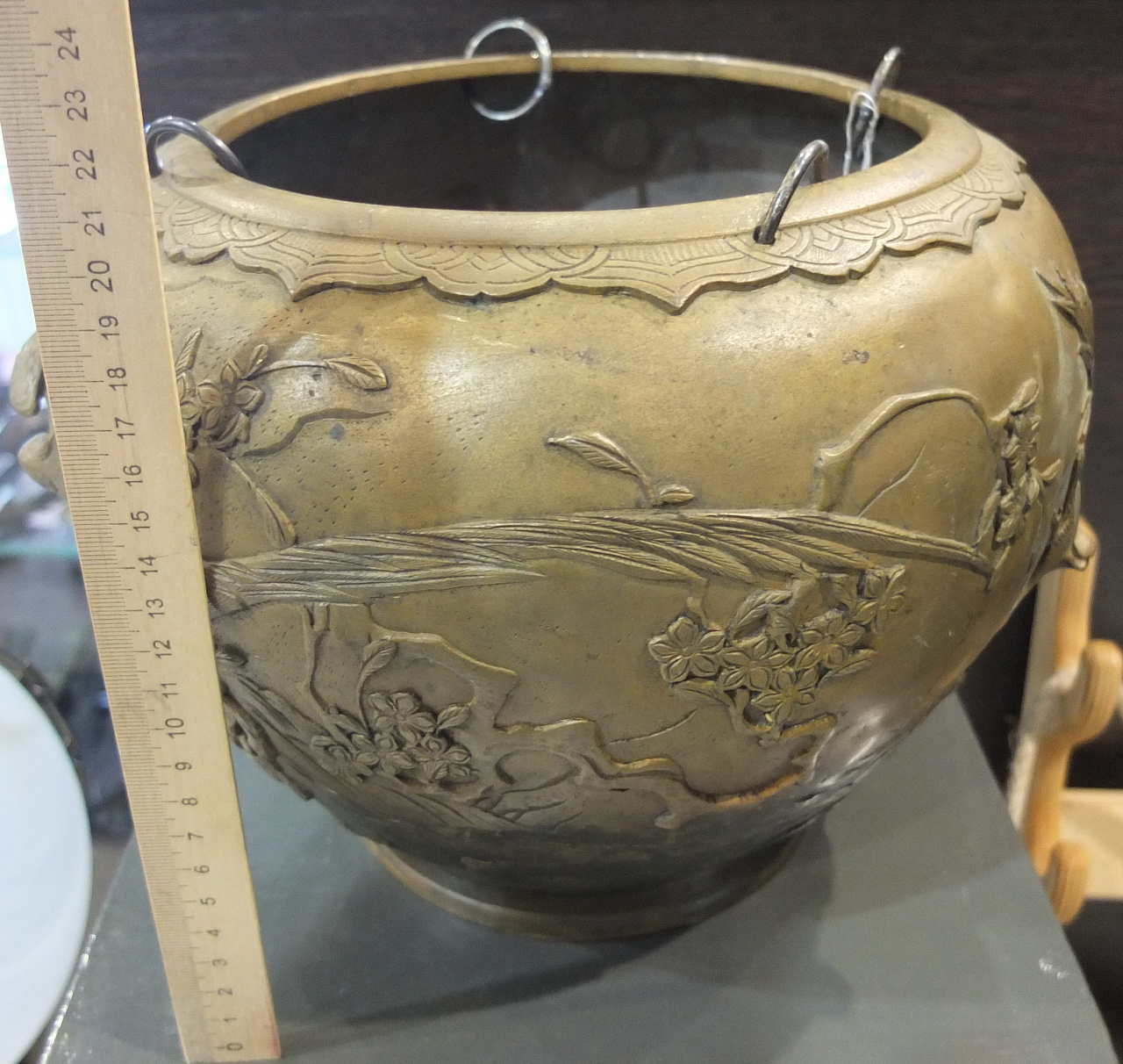 бронзовая ваза с птицами и деревьями, 19 век фото 3
