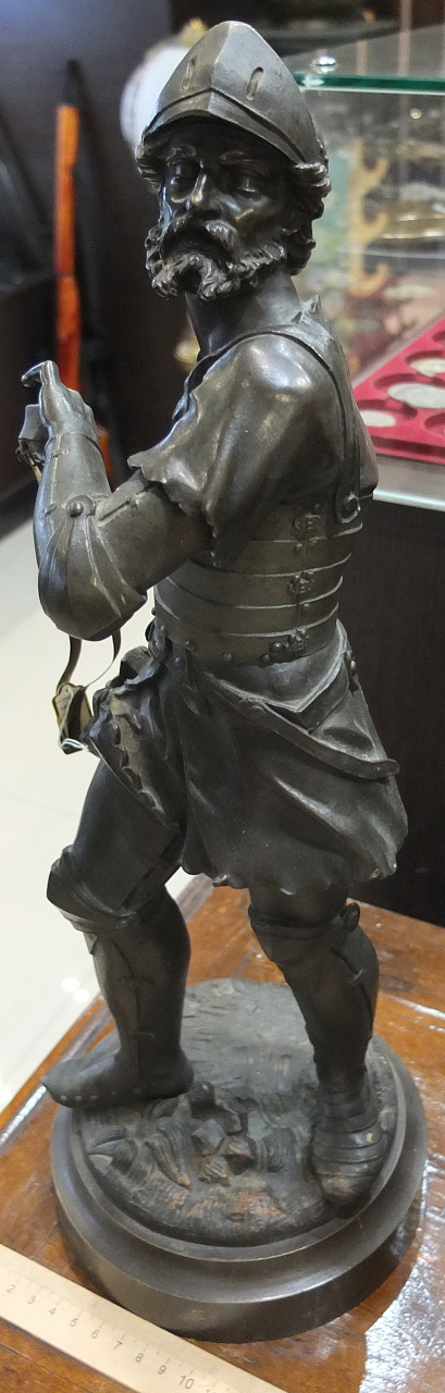 бронзовая скульптура Конкистадор, старая фото 4