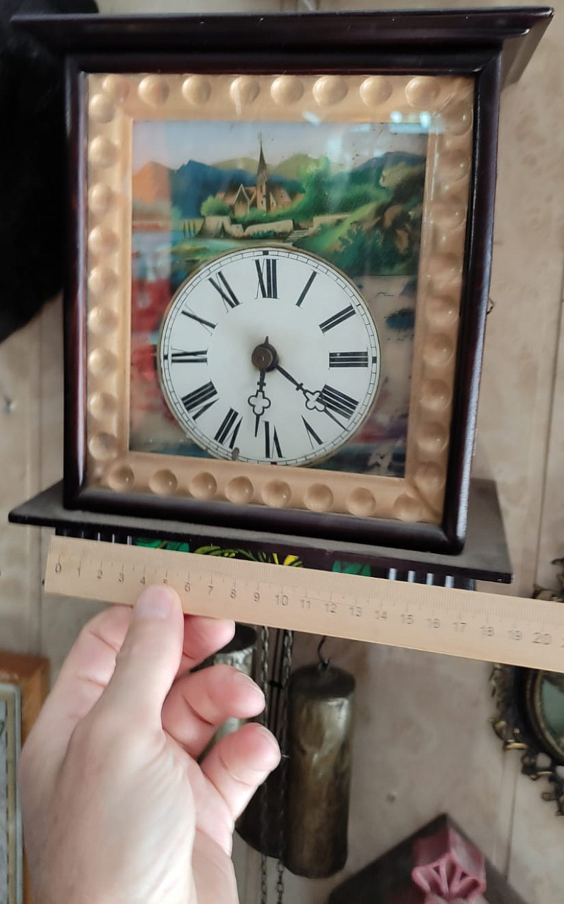часы настенные ходики, в деревянном корпусе, старинные фото 3